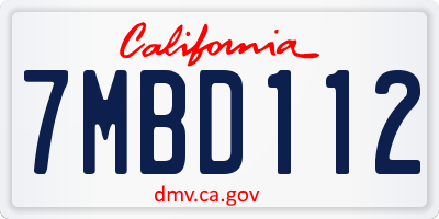 CA license plate 7MBD112