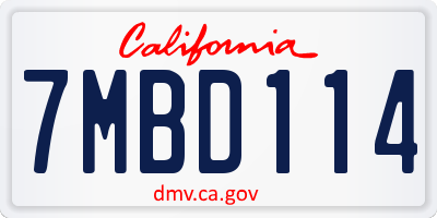 CA license plate 7MBD114