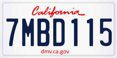 CA license plate 7MBD115