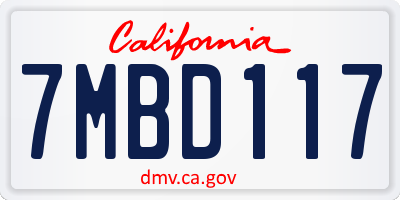 CA license plate 7MBD117
