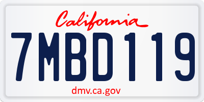 CA license plate 7MBD119