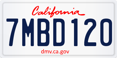 CA license plate 7MBD120