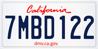 CA license plate 7MBD122