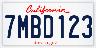 CA license plate 7MBD123