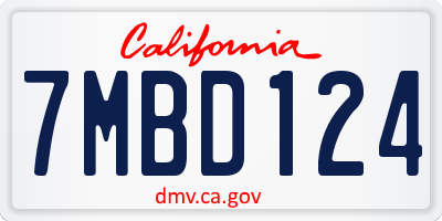 CA license plate 7MBD124