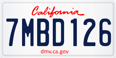 CA license plate 7MBD126