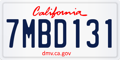 CA license plate 7MBD131