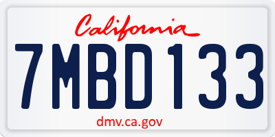 CA license plate 7MBD133