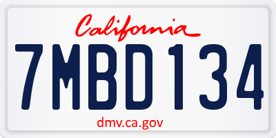CA license plate 7MBD134