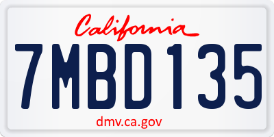 CA license plate 7MBD135