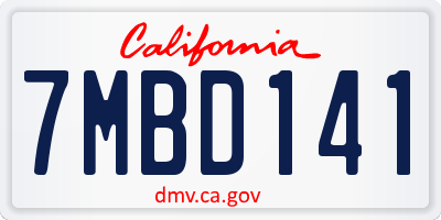 CA license plate 7MBD141