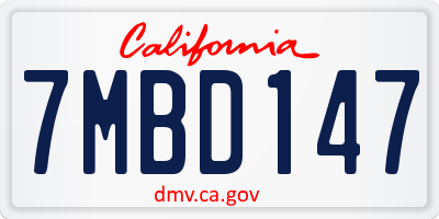 CA license plate 7MBD147