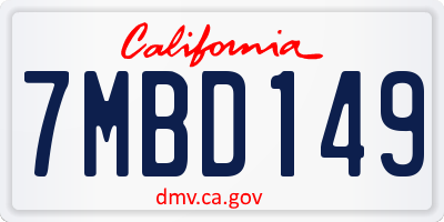 CA license plate 7MBD149