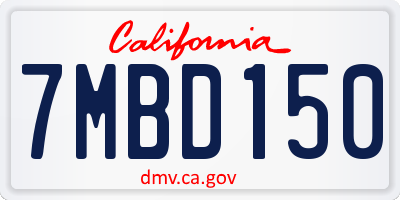 CA license plate 7MBD150