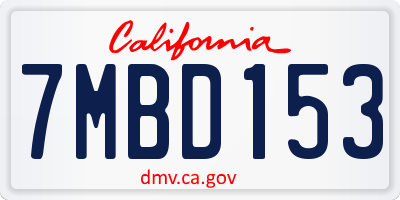 CA license plate 7MBD153