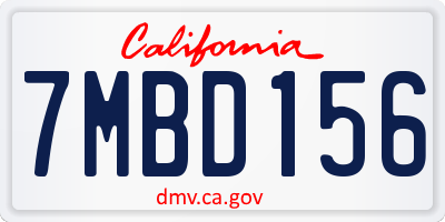 CA license plate 7MBD156