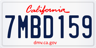 CA license plate 7MBD159