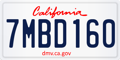 CA license plate 7MBD160