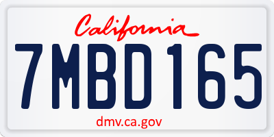 CA license plate 7MBD165