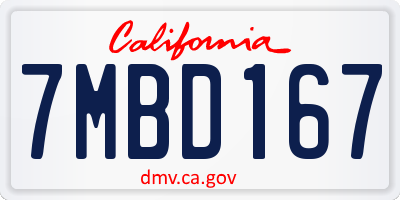 CA license plate 7MBD167