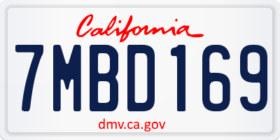 CA license plate 7MBD169