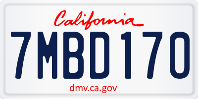 CA license plate 7MBD170