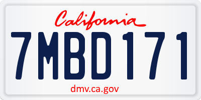 CA license plate 7MBD171