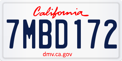 CA license plate 7MBD172