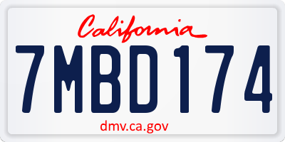 CA license plate 7MBD174