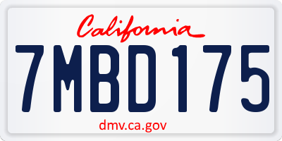 CA license plate 7MBD175