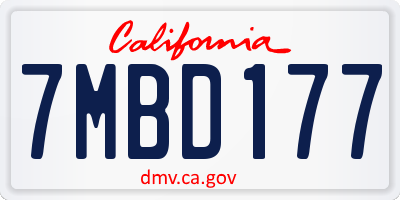 CA license plate 7MBD177