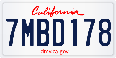 CA license plate 7MBD178