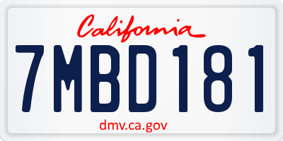 CA license plate 7MBD181