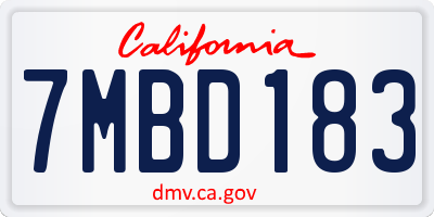 CA license plate 7MBD183