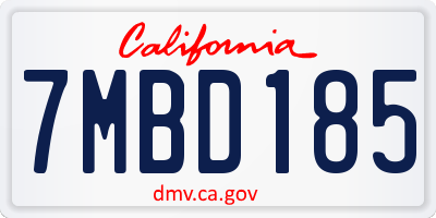 CA license plate 7MBD185