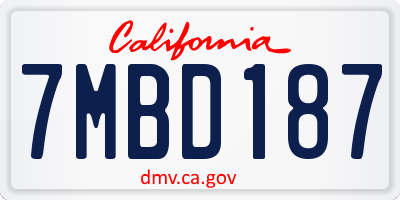 CA license plate 7MBD187
