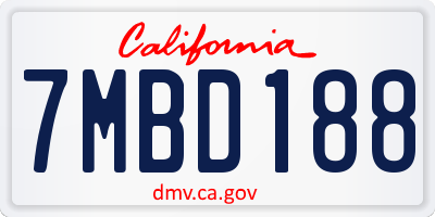 CA license plate 7MBD188
