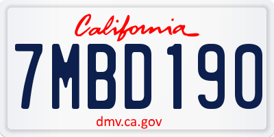CA license plate 7MBD190