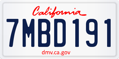 CA license plate 7MBD191