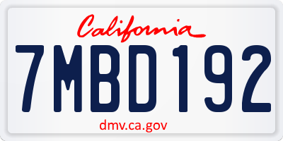 CA license plate 7MBD192