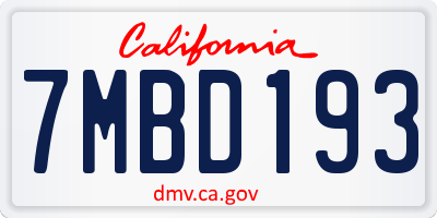 CA license plate 7MBD193