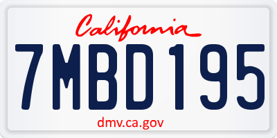 CA license plate 7MBD195