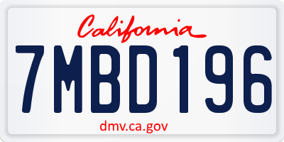 CA license plate 7MBD196