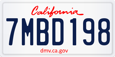 CA license plate 7MBD198