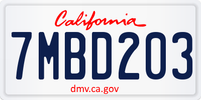 CA license plate 7MBD203