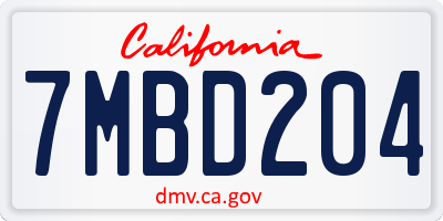 CA license plate 7MBD204