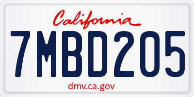 CA license plate 7MBD205
