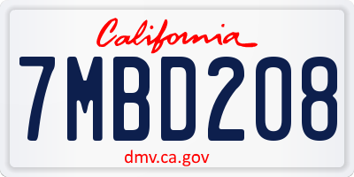 CA license plate 7MBD208