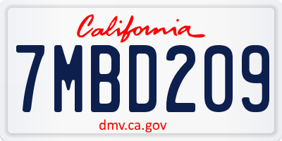 CA license plate 7MBD209