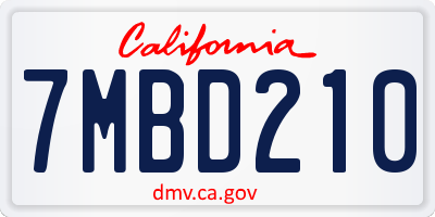 CA license plate 7MBD210